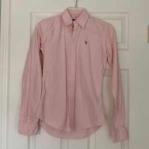 Ralph Lauren Pink Stripe Long Sleeve Button Down Shirt